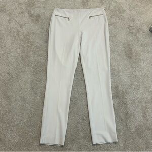 Melanie Lyne light cream stretch slim zipper detail pocket pants Sz 8